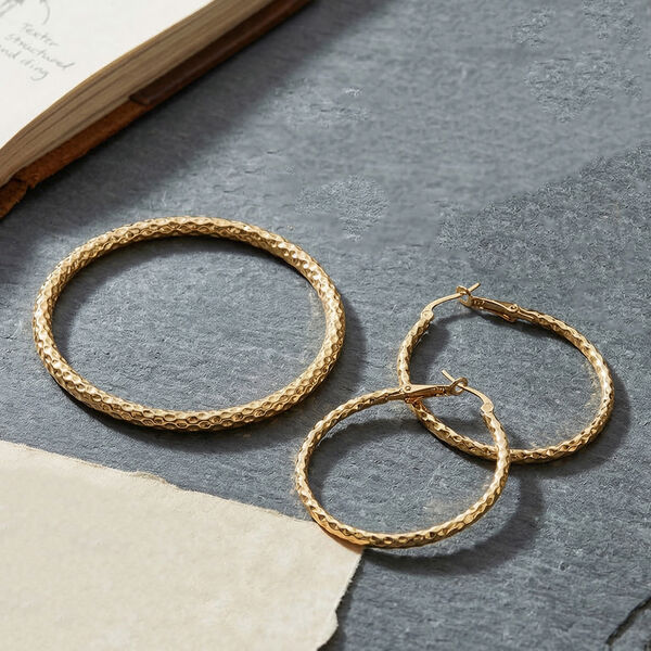 20cm Armreif und Creolen in Goldton image number 1