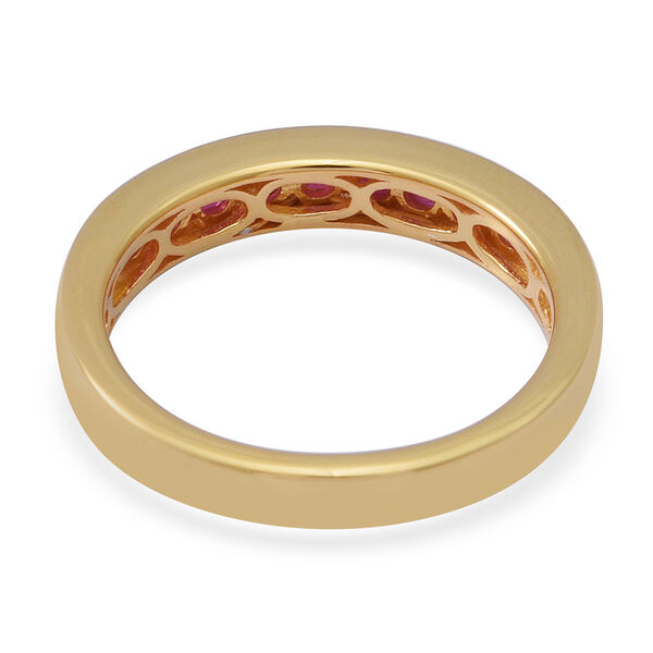 Burmesischer Rubin Half Eternity Band Ring 925 Silber Vergoldet image number 4