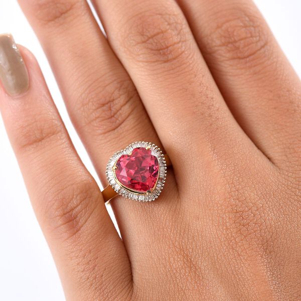 D'Joy Labor Padparadscha Saphir und Diamant Ring - 5,39 ct. image number 3