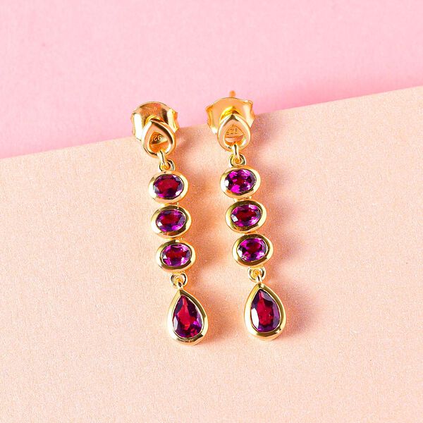 Rhodolith Granat-Ohrh&auml;nger, 925 Silber vergoldet, 2,05 ct. image number 2