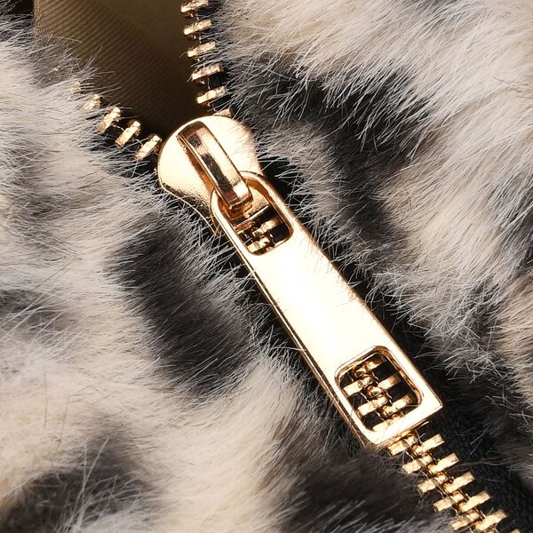 Leopardenmuster-Fellimitat-Tasche, 46x11x35 cm, Beige-Schwarz image number 7