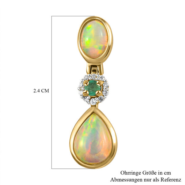 Nat&uuml;rliche, &auml;thiopische Welo Opal-Ohrringe, 925 Silber vergoldet 2,49 Carat ca. 2,50 ct image number 5