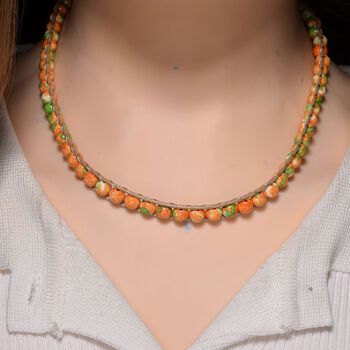 Flexible orange-gr&uuml;ne Regenblumen-Yuhua-Quarzit Halskette - 80 ct.