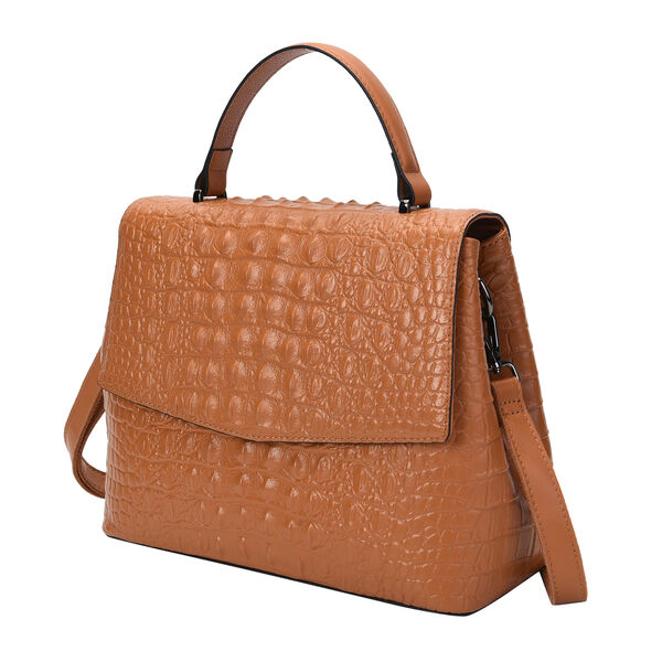 Schultertasche aus 100% echtem Leder mit Kroko-Pr&auml;gung und abnehmbarem Riemen image number 5