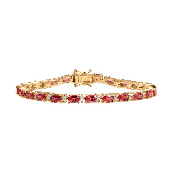 Empress Flame - D joy Lab Created Padparadscha-Saphir, Moissanit Armband ca. 19 cm 925 Silber 750 Gelbgold Vermeil ca. 15.11 ct