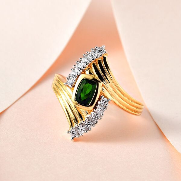 Nat&uuml;rlicher Chromdiopsid und Zirkon-Ring - 0,94 ct. image number 2