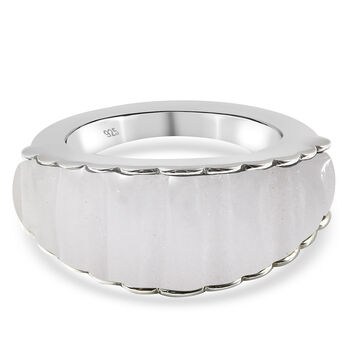 Wei&szlig;e Jade Ring 925 Silber rhodiniert (Gr&ouml;&szlig;e 16.00) ca. 12,59 ct
