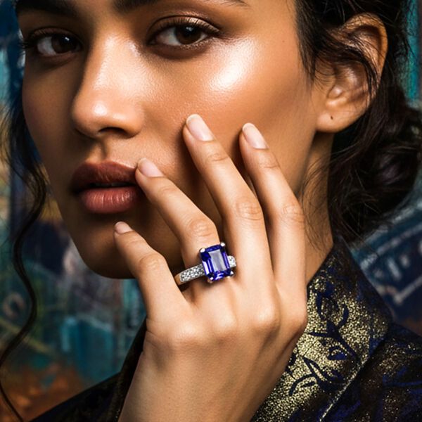 Lustro Stella blauer und weißer Zirkonia Ring image number 2