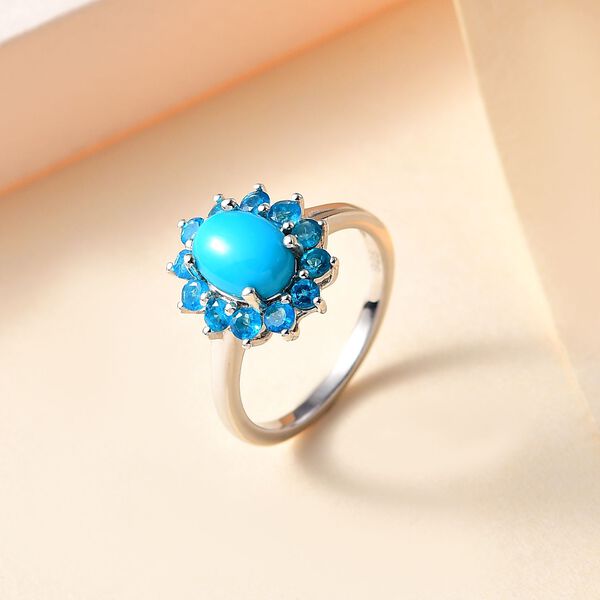 AA Sleeping Beauty Türkis, Neon Apatit Ring 925 Silber rhodiniert (Größe 16.00) ca. 1,77 ct image number 2