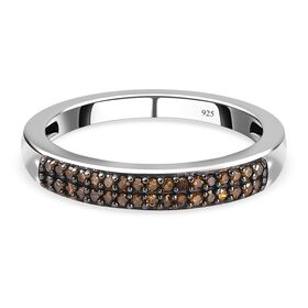 Roter Diamant Ring, 925 Silber platiniert (Größe 20.00) ca. 0.20 ct