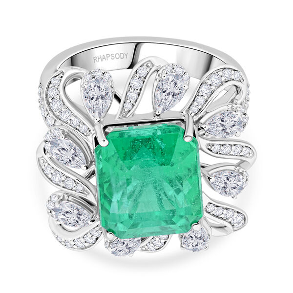 Chairman's Vault Collection - zertifiziert und gepr&uuml;ft RHAPSODY AAAA &Auml;thiopischer Smaragd und VS Diamant Ring in 950 Platin - 9,30 ct.