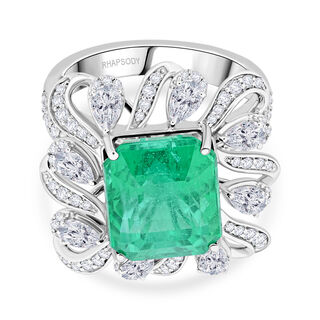 CHAIRMAN VAULT COLLECTION - AAAA Äthiopischer Smaragd, Weißer Diamant Ring, zertifiziert und geprüft, 950 Platin (Größe 17.00) ca. 9.30 ct CHAIRMAN VAULT COLLECTION - AAAA Äthiopischer Smaragd, Weißer Diamant Ring, zertifiziert und geprüft, 950 Platin (Größe 17.00) ca. 9.30 ct