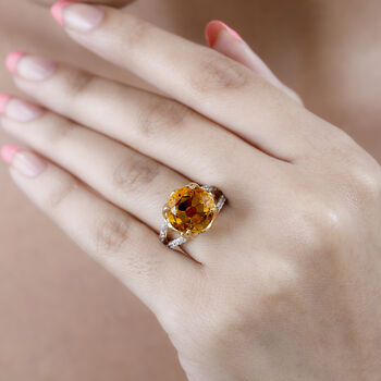 Citrin und Zirkon Ring- 8,04 ct.