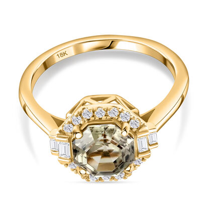 ILIANA AAA Turkizit und Diamant-Ring, SI G-H, 750 Gelbgold (Gr&ouml;&szlig;e 20.00) ca. 1,80 ct