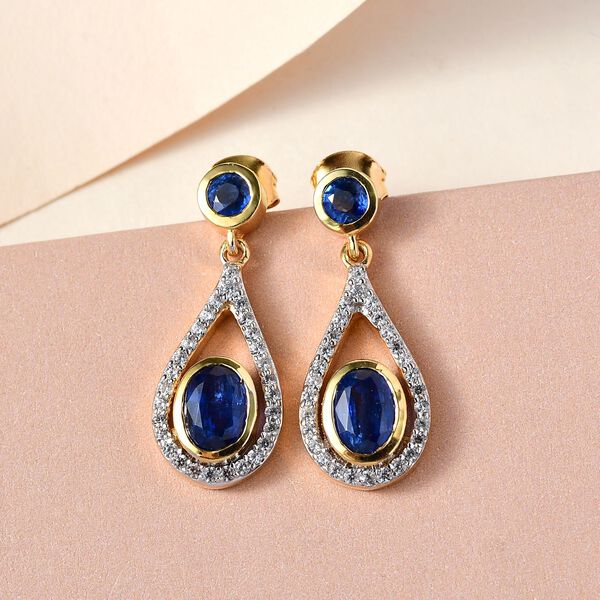 Kaschmir Kyanit und Zirkon-Ohrh&auml;nger - 3,38 ct. image number 2