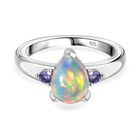 AA Nat&uuml;rlicher, &auml;thiopischer Welo Opal, Tansanit Ring 925 Silber platiniert (Gr&ouml;&szlig;e 16.00) ca. 0,76 ct