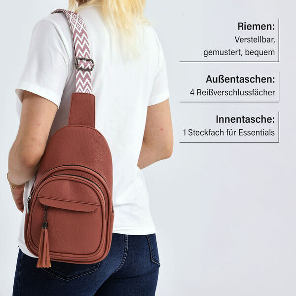 Rosa PU Brusttasche und LA MAREY Ombre Chiffon Seiden Schal image number 5