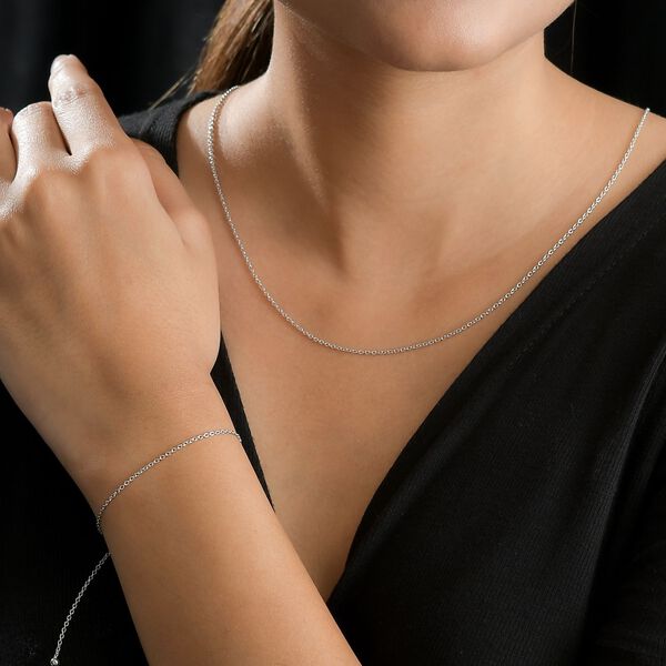2er-Set - Ankerkette und Armband, platiniertes Silber image number 3
