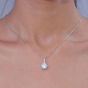 D'Joy Moissanit Anh&auml;nger mit Kette ca. 50 cm 925 Silber Rhodiniert ca. 3.78 ct