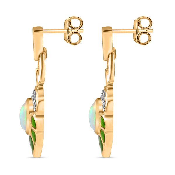 AA Natürlicher, äthiopischer Welo Opal, Weißer Zirkon Ohrringe 925 Silber 750 Gelbgold Vermeil ca. 1.24 ct image number 5