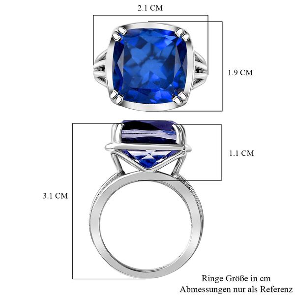 Tansanit-Farbe Quarz Ring 925 Silber platiniert (Größe 18.00) ca. 13,20 ct image number 7