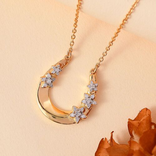 GP Celestial Kollektion - Weiße Diamant und Kanchanaburi blaue Saphir-Halskette, 45 cm - 0,30 ct. image number 1