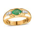 Kolumbianischer Smaragd, weißer Zirkon Ring 925 Silber Gelbgold Vermeil (Größe 18.00) ca. 0.80 ct image number 3