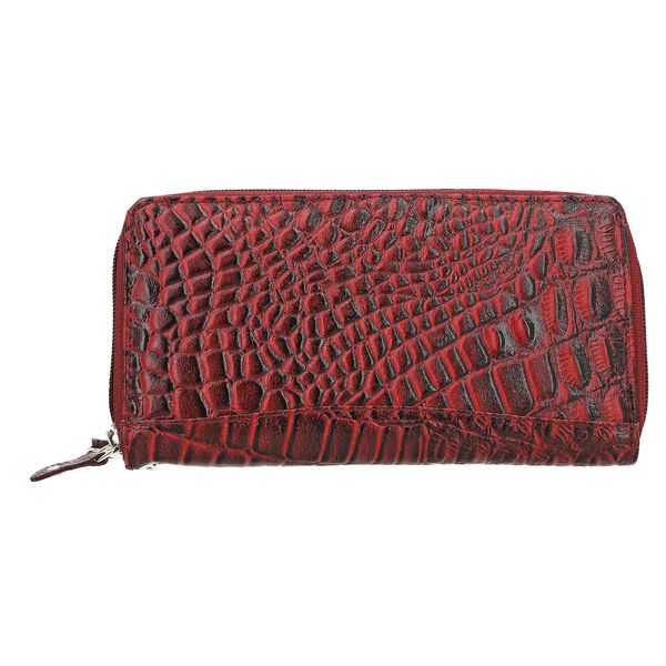 RFID-geschützte Brieftasche aus 100% echtem Leder mit Kroko-Prägung und abnehmbarer Trageschlaufe, Dunkelrot image number 7