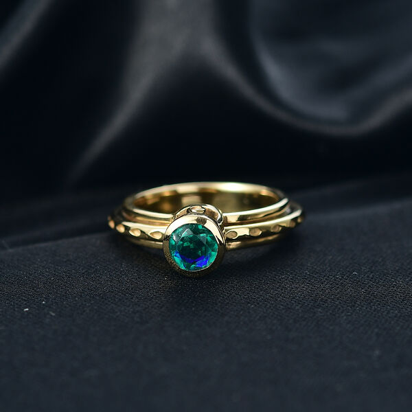 D'Joy Pfau Quarz Triplette Ring 925 Silber 750 Gelb Vergoldet (Gr&ouml;&szlig;e 21.00) ca. 0,95 ct image number 2