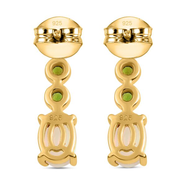 Nat&uuml;rliche, &auml;thiopische Welo Opal und nat&uuml;rliche Chromdiopsid-Ohrringe, 925 Silber vergoldet ca. 1.42 ct image number 5