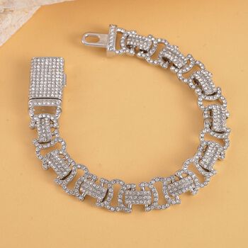 Wei&szlig;er Kristall Armband, ca. 20 cm, silberfarben