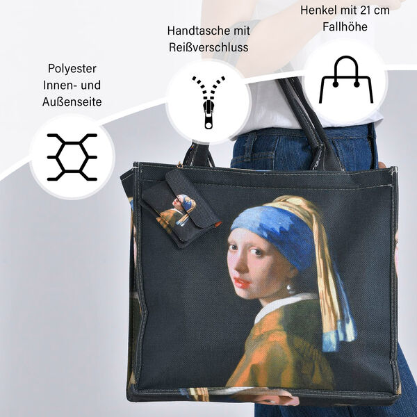 2er Set Shopper und Geldb&ouml;rse - M&auml;dchen mit dem Perlenohrring image number 4