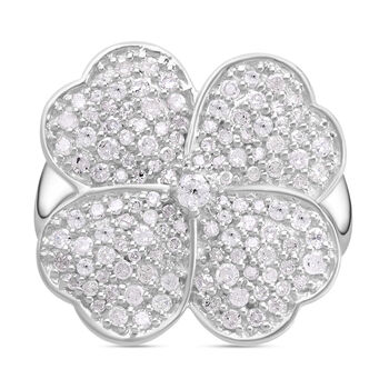 Wei&szlig;er Diamant Ring, 925 Silber platiniert (Gr&ouml;&szlig;e 21.00) ca. 1.00 ct Blume 1.01 ct