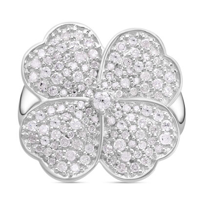 Wei&szlig;er Diamant Ring, 925 Silber platiniert (Gr&ouml;&szlig;e 21.00) ca. 1.00 ct Blume 1.01 ct