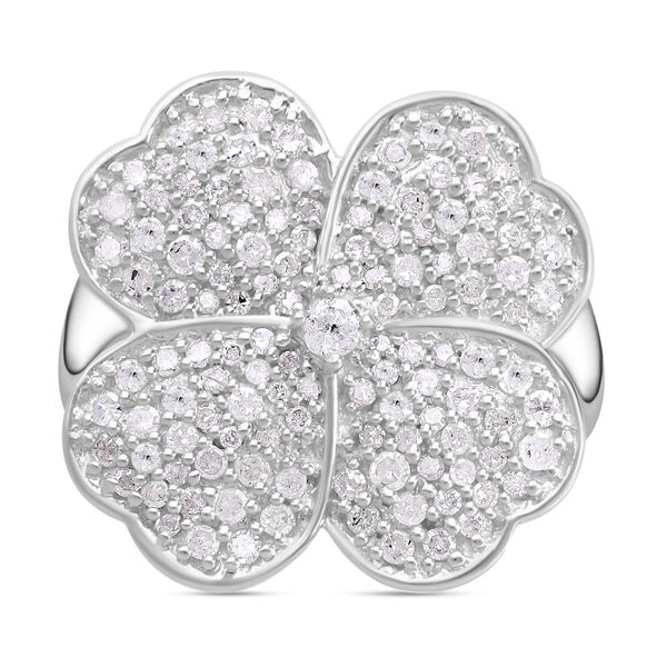 Wei&szlig;er Diamant Ring, 925 Silber platiniert (Gr&ouml;&szlig;e 21.00) ca. 1.00 ct Blume 1.01 ct