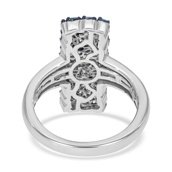Blauer Diamant Ring, 925 Silber platiniert (Größe 16.00) ca. 0.50 ct image number 5