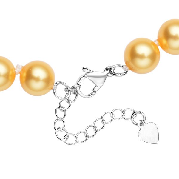 Goldene Muschelkernperlen-Halskette, ca. 45 cm, silberfarben image number 4