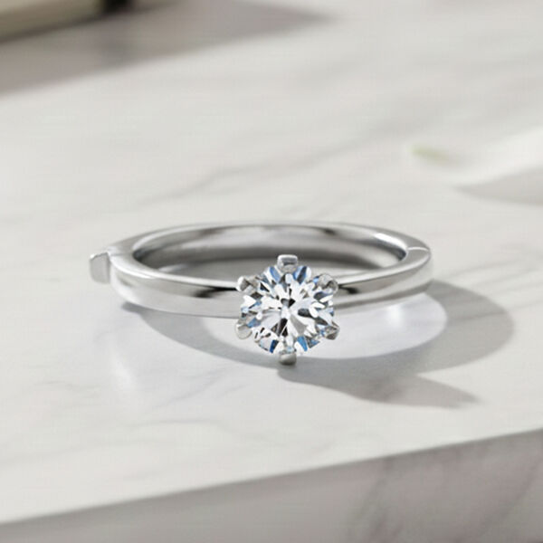 LUXURIANT SGL zertifizierter SI-GH Labor Rund-Diamant Ring, 925 Silber rhodiniert - 1 ct. image number 1