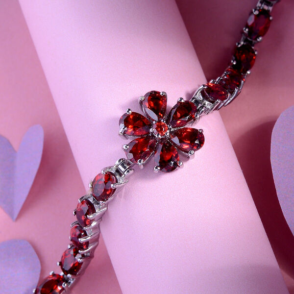 Rotes Granat-Armband, 19 cm, Edelstahl ca. 10,22 ct image number 2