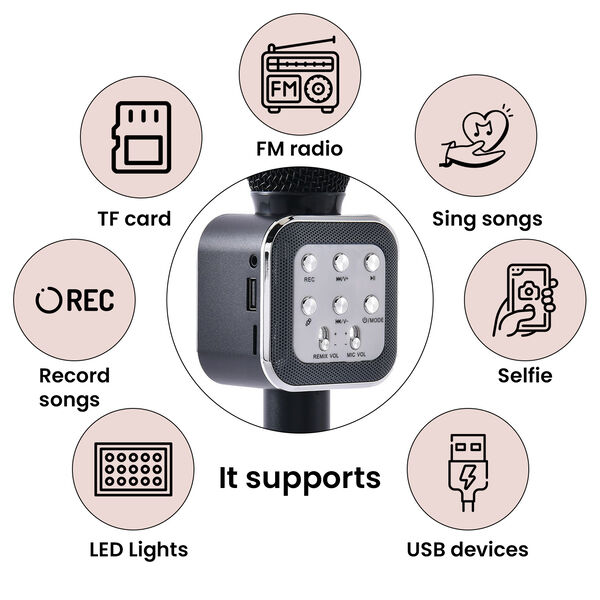 Multifunktions Karaoke Mikrofon, Gold image number 2