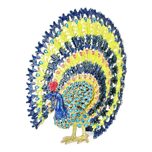 " Peacock shape Trinket Storage Box - multicolor Material: Alloy + diamond size: 18*11*17cm  " image number 3