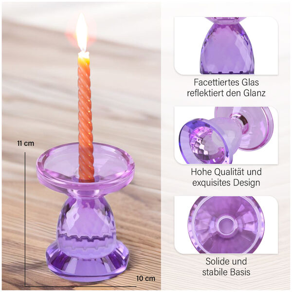 Kerzenhalter aus Glas, Rosa und lila image number 6