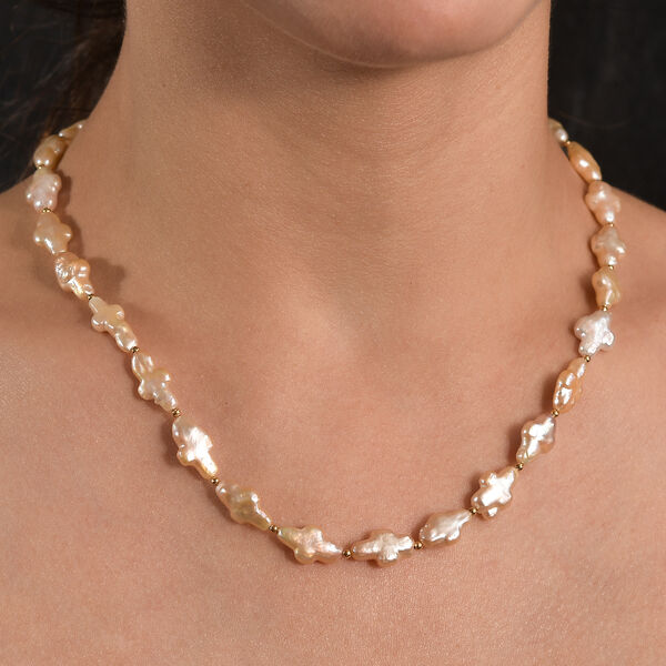 AAA Süßwasser Perle Halskette ca. 45 cm+ 5 cm Extender, 925 Silber 750 Gelbgold Vermeil image number 2