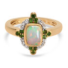 Natürlicher Äthiopischer Opal und Natürlicher Chromdiopsid Ring 925 Silber vergoldet  ca. 0,98 ct image number 0