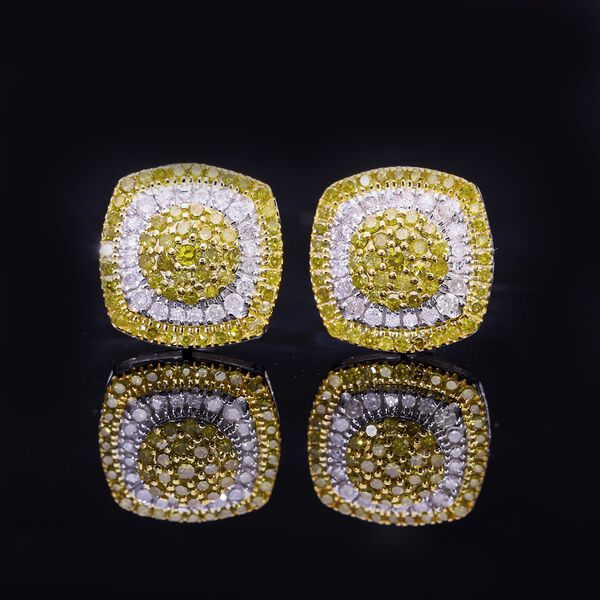 Gelbe und wei&szlig;e Diamant-Ohrringe - 0,79 ct. image number 7