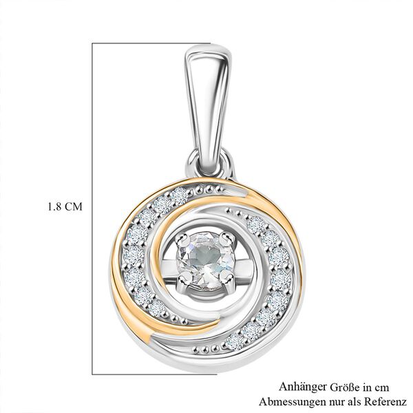 D joy AAA Premium Malagasy Mondstein, Wei&szlig;er Zirkon Galactic Swirl Anh&auml;nger, 925 Silber platiniert und vergoldet ca. 0.25 ct image number 6