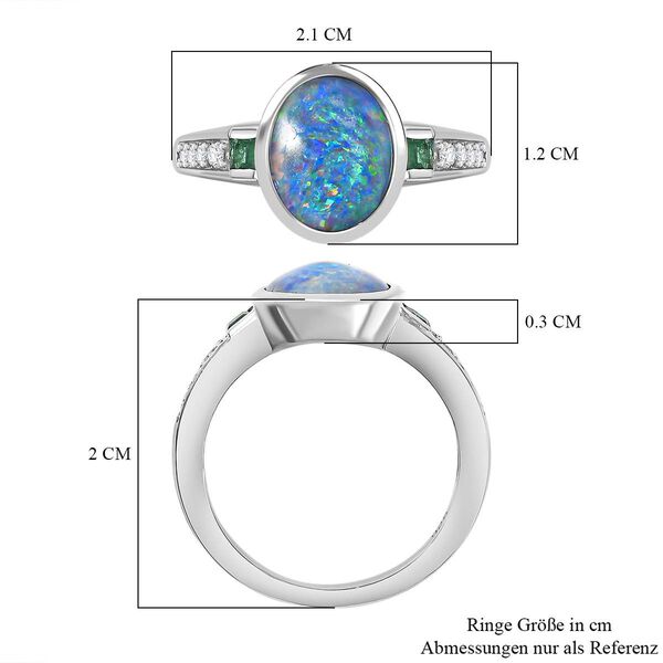Boulder Opal Triplett, Smaragd und Zirkon Ring - 1,72 ct. image number 7