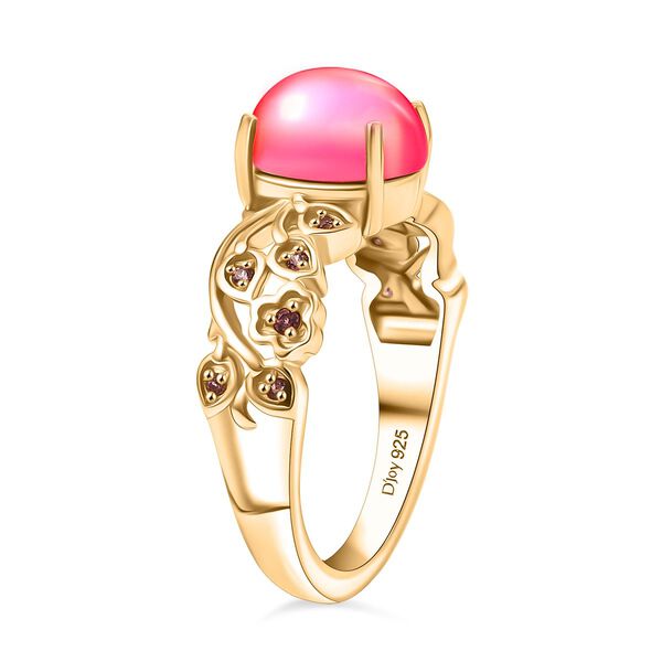 D'Joy Maulbeer Mondstein, Orissa Rose Granat Ring 925 Silber 750 Gelb Vergoldet (Gr&ouml;&szlig;e 19.00) ca. 2,37 ct image number 5