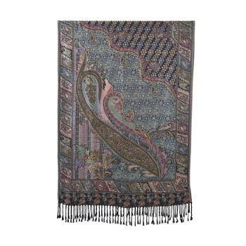 Schal mit Quasten und Boho-Muster, 70x180 cm, Schwarz