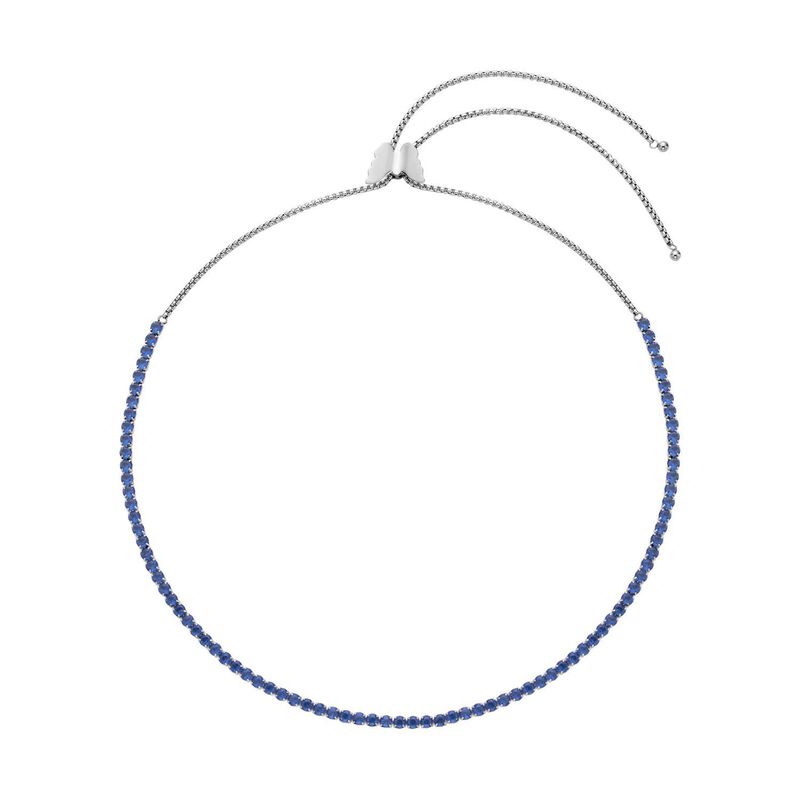 Blaue Zirkonia Halskette, ca. 38 cm, Edelstahl ca. 45.00 ct image number 0